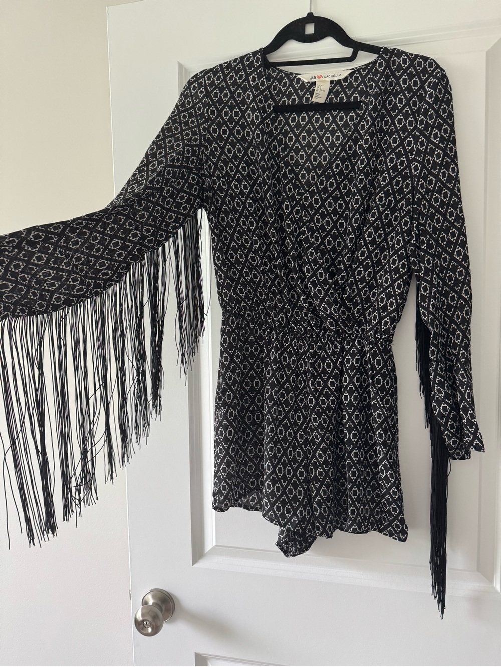 H&M Black & White Diamond Fringe Romper